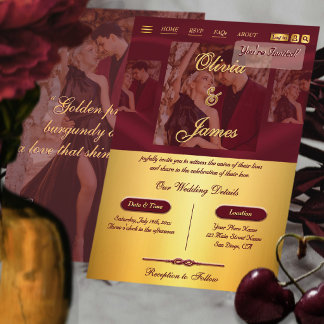 Invitation Mariage Photo en surimpression Or Métallisé Bourgo