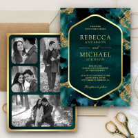 Mariage Photo Encre Fluide Abstraite Or Sarcelle