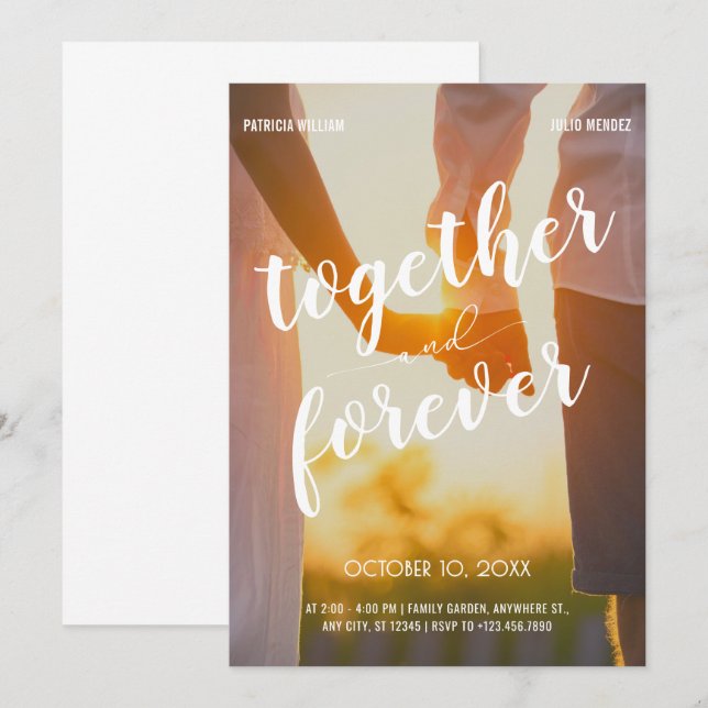 Invitation Mariage photo esthétique romance (Devant / Derrière)