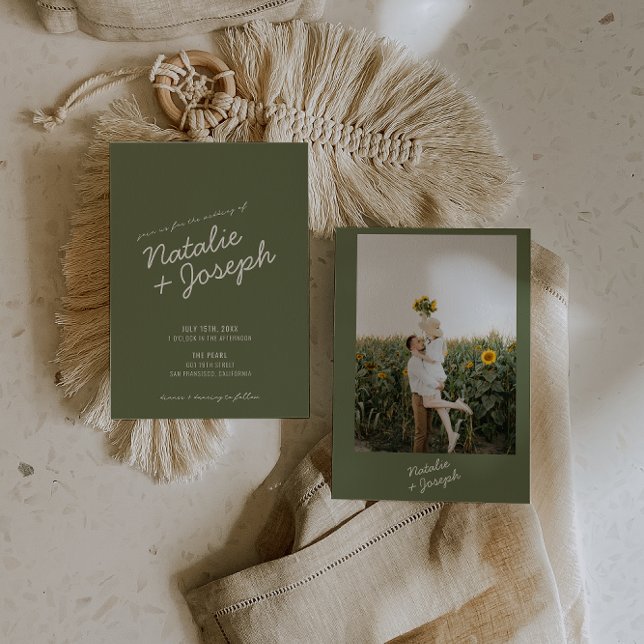 Invitation Mariage Photo Été Vert Moderne Fantaisiste (Créateur téléchargé)