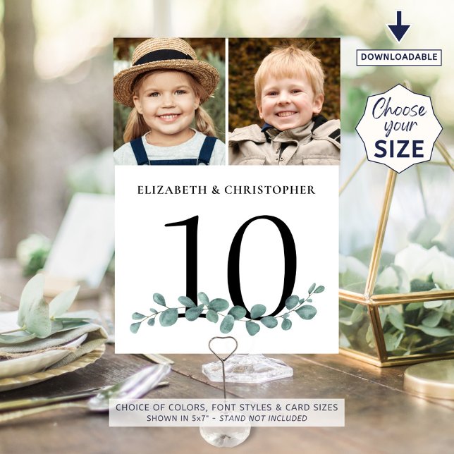 Invitation Mariage photo Eucalyptus 2 Numéro de tableau Signa (Créateur téléchargé)