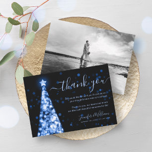 Invitation Mariage photo Festin Arbre bleu Marine Merci