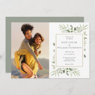 Invitation Mariage photo Feuille Botanical Greenery