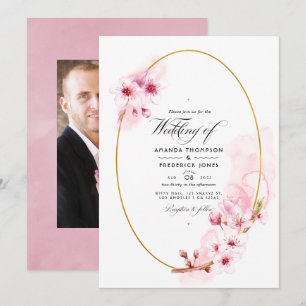 Invitation Mariage Photo Fleur de Cerisier Rose de Printemps