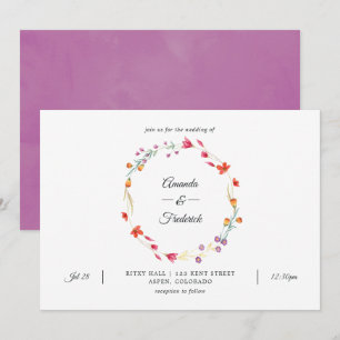 Invitation Mariage photo Fleur sauvage Aquarelle