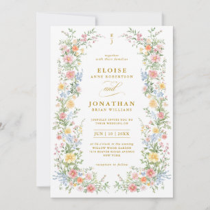 Invitation Mariage photo floral de printemps orné pastel doux