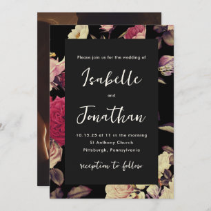 Invitation Mariage photo floral Moody Dramatic