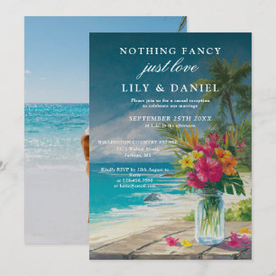 Invitation Mariage Photo Floral Tropical Plage