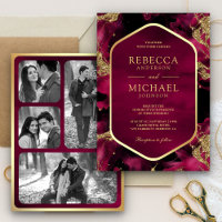 Mariage photo Fuchsia Pink Gold Abstrait à encre l