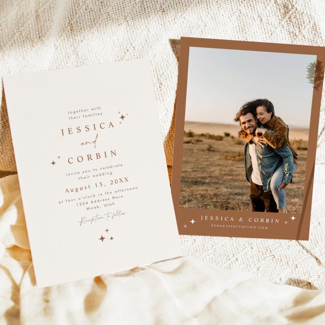 Invitation Mariage photo GALA Boho Terracotta Celestial Star (Créateur téléchargé)