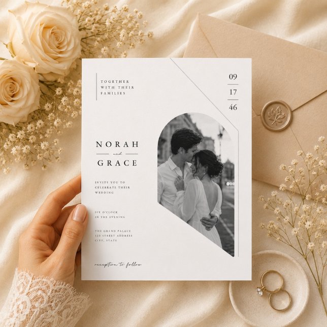 Invitation Mariage photo géométrique moderne (Créateur téléchargé)