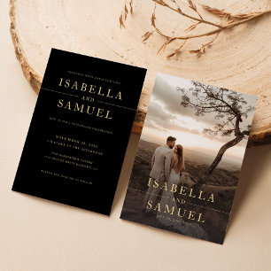 Invitation Mariage photo Gold Elegant Classic Typography
