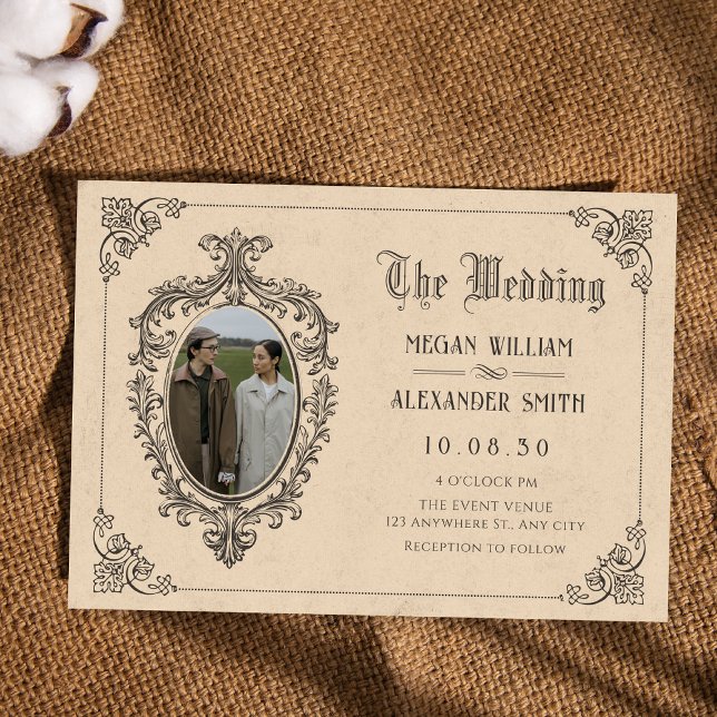 Invitation Mariage photo gothique vintage vieil école (Créateur téléchargé)