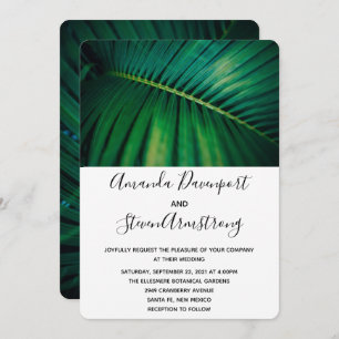 Invitation Mariage photo Green Leaf Palm Frond