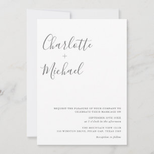 Invitation Mariage photo gris et blanc de style minimaliste
