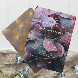 Invitation Mariage Photo Hydrangeas Or Bleu Lavande Violet