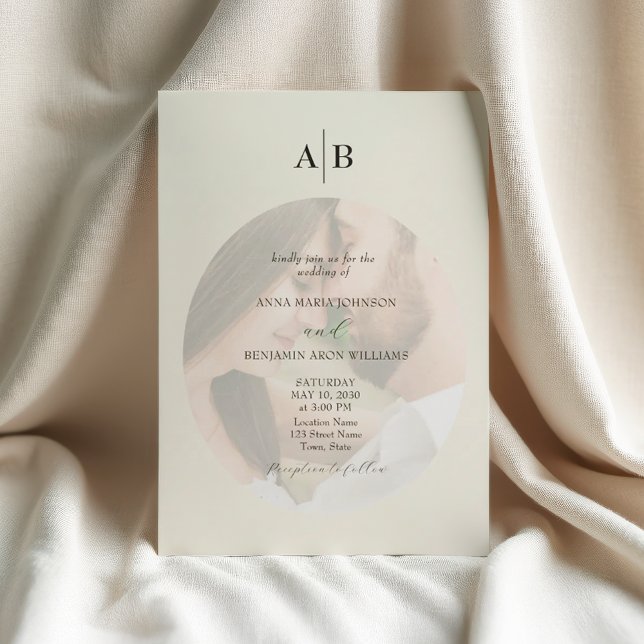 Invitation Mariage Photo Ivoire Minimaliste (Créateur téléchargé)