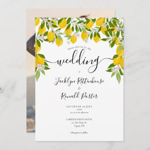 Invitation Mariage photo Lemons Blossom Greenery