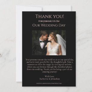 Invitation Mariage Photo-Merci-Moderne Fleurs Roses d'or