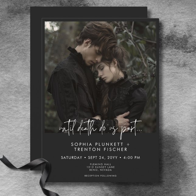 Invitation Mariage photo minimal de la moisissure foncée (Dark Moody Minimal Photo Wedding Invitation)