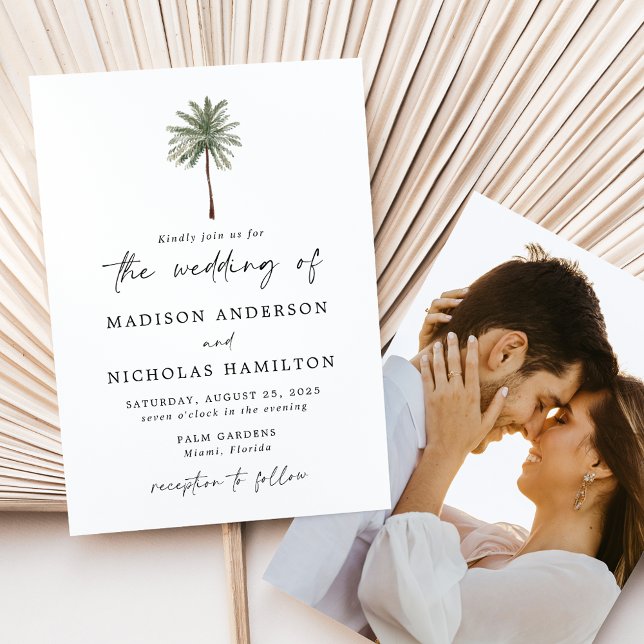 Invitation Mariage photo minimal Palm Tree (Créateur téléchargé)