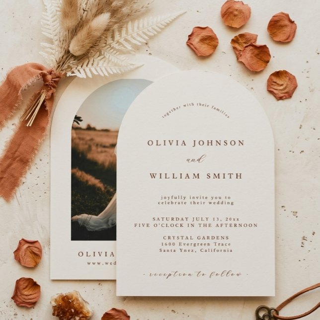 Invitation Mariage photo minimaliste Arche Boho (Créateur téléchargé)