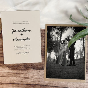 Invitation Mariage photo minimaliste Beige