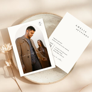 Invitation Mariage photo minimaliste beige moderne