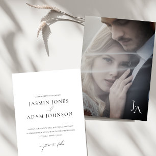 Invitation Mariage photo minimaliste blanc simple