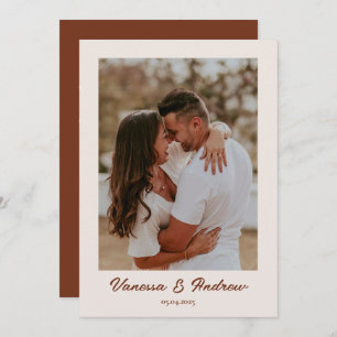 Invitation Mariage photo minimaliste Brown rouille
