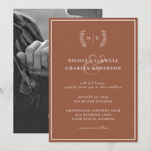 Invitation Mariage photo minimaliste Burnt Orange
