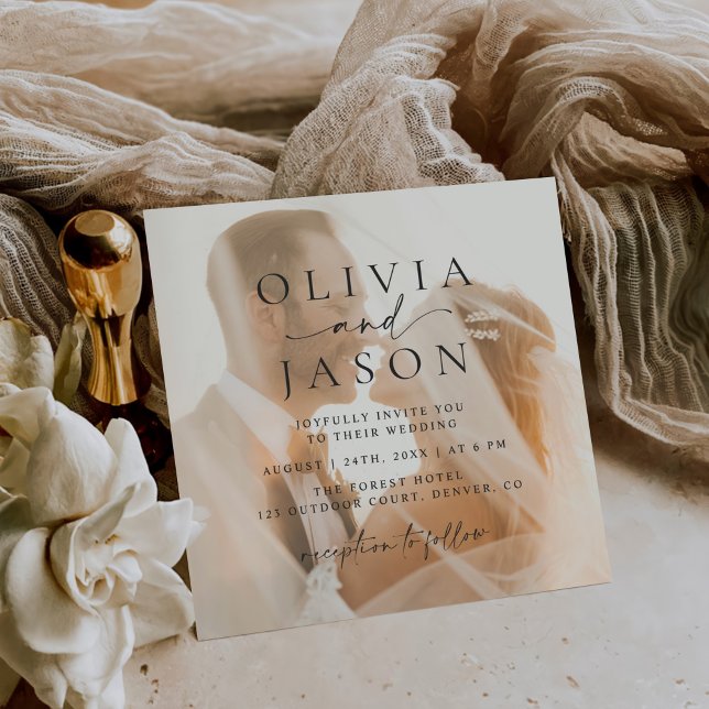 Invitation Mariage photo minimaliste Carré élégant (Créateur téléchargé)