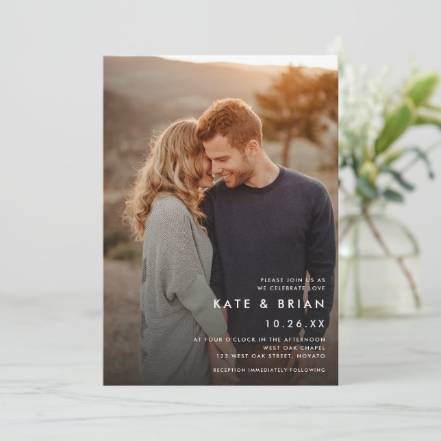 Invitation Mariage photo minimaliste chic (Debout devant)