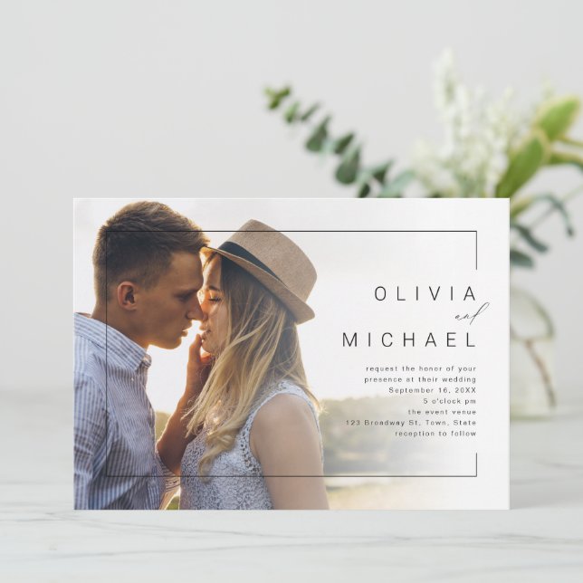 Invitation Mariage photo minimaliste chic moderne (Debout devant)