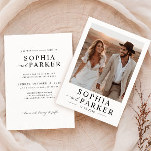 Invitation MARIAGE photo minimaliste de Boho