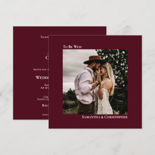 Invitation Mariage photo minimaliste de Bourgogne Carré moder