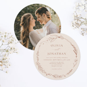 Invitation Mariage photo minimaliste de couronne florale en t