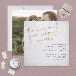 Invitation Mariage photo minimaliste de script noir et blanc