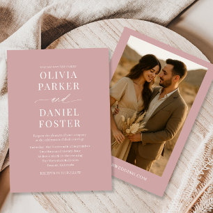 Invitation Mariage photo minimaliste Dusty Rose Boho