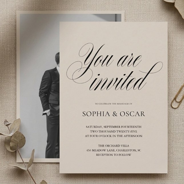 Invitation Mariage photo minimaliste | Écriture élégante (Créateur téléchargé)