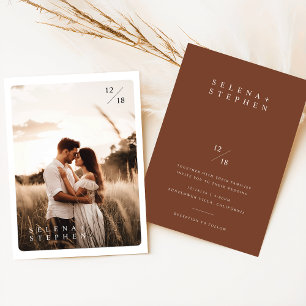 Invitation Mariage photo minimaliste en terre cuite Boho