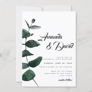 Invitation Mariage photo minimaliste Eucalyptus Couple