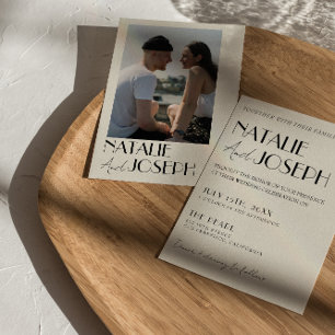 Invitation Mariage photo minimaliste français rétro moderne