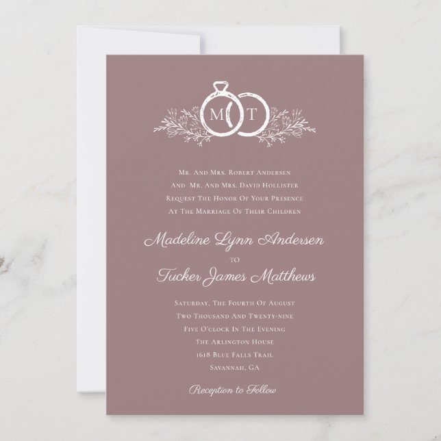 Invitation Mariage photo minimaliste Mariage Mauve (Devant)