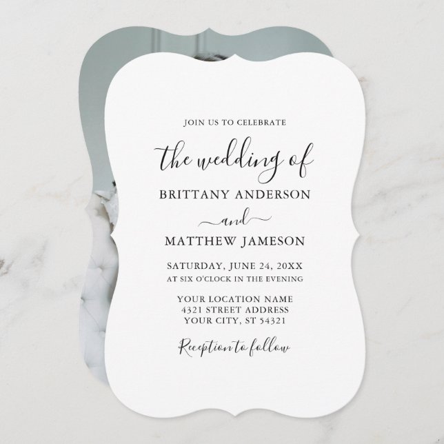 Invitation Mariage photo minimaliste moderne (Devant / Derrière)