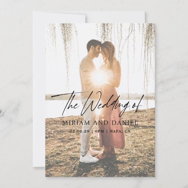 Invitation Mariage photo minimaliste moderne (Devant)