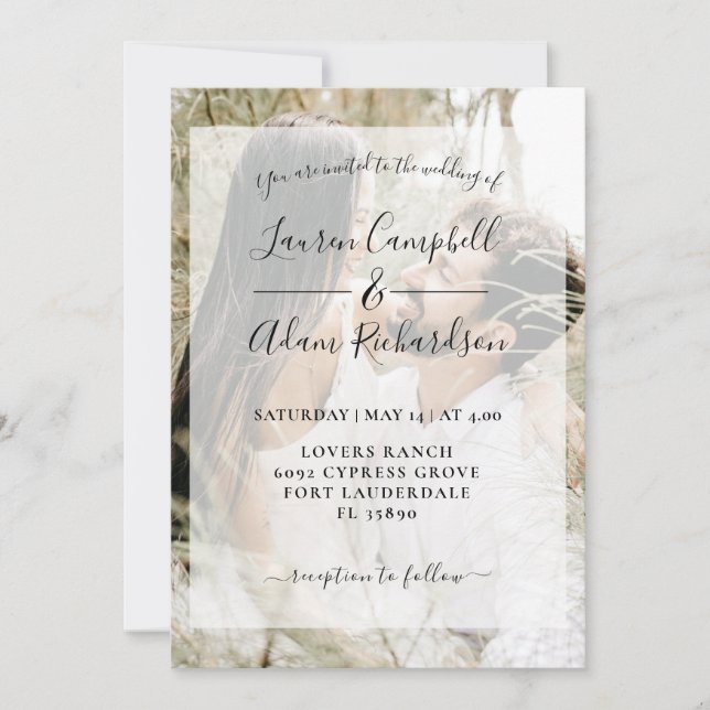 Invitation Mariage photo minimaliste moderne (Devant)