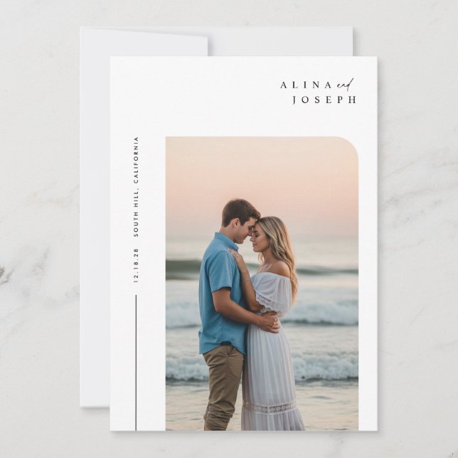 Invitation Mariage photo minimaliste moderne Boho (Devant)