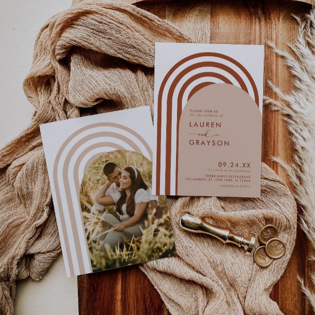 Invitation Mariage photo minimaliste moderne Boho Arch (Créateur téléchargé)