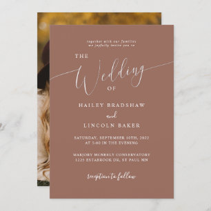 Invitation Mariage photo minimaliste moderne en terre cuite